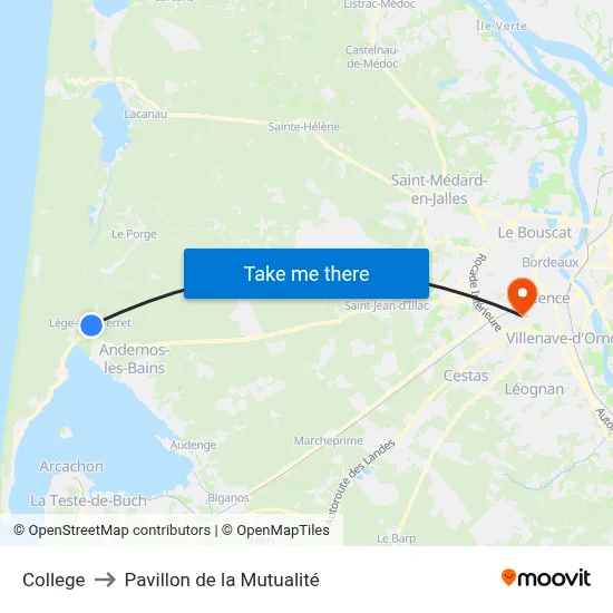 College to Pavillon de la Mutualité map