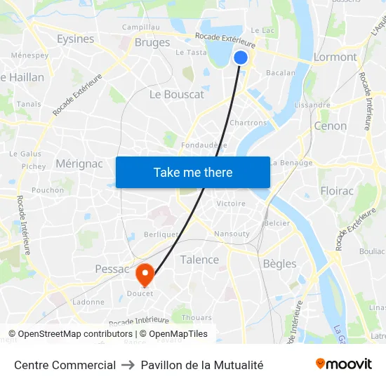 Centre Commercial to Pavillon de la Mutualité map