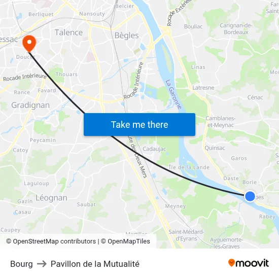 Bourg to Pavillon de la Mutualité map