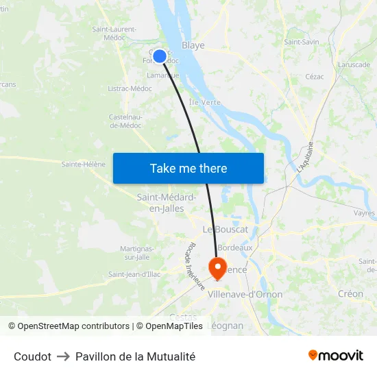 Coudot to Pavillon de la Mutualité map