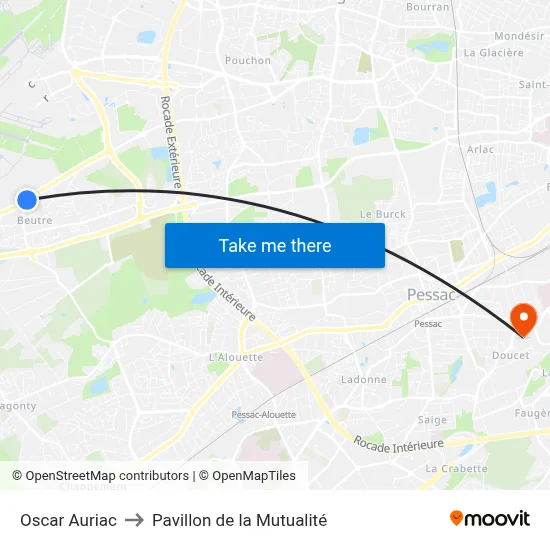 Oscar Auriac to Pavillon de la Mutualité map