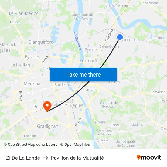 Zi De La Lande to Pavillon de la Mutualité map
