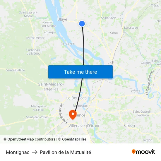 Montignac to Pavillon de la Mutualité map