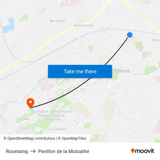 Roustaing to Pavillon de la Mutualité map