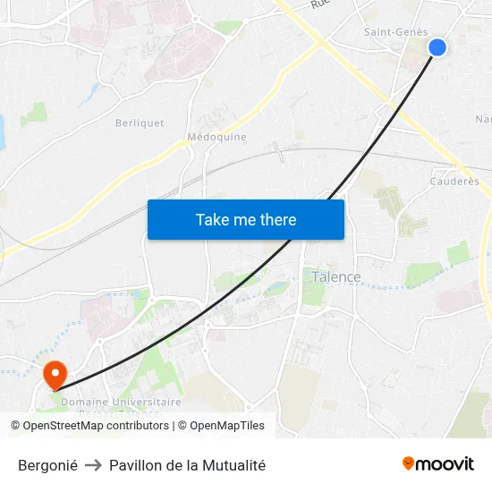 Bergonié to Pavillon de la Mutualité map