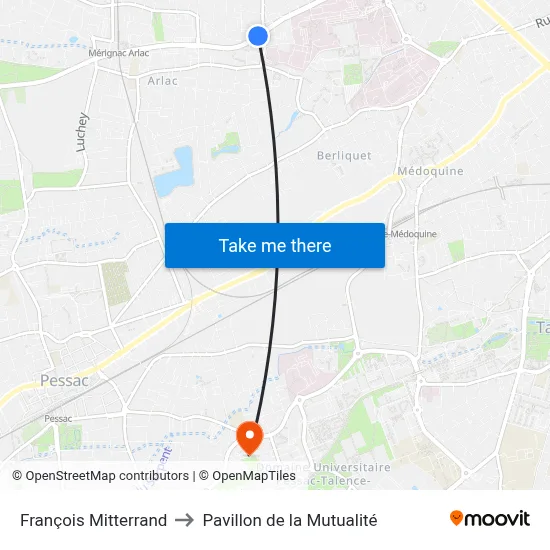 François Mitterrand to Pavillon de la Mutualité map