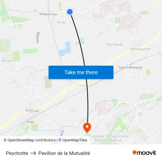 Peychotte to Pavillon de la Mutualité map