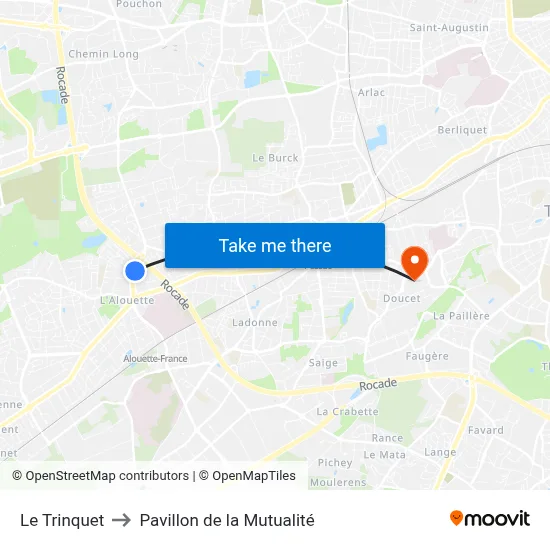 Le Trinquet to Pavillon de la Mutualité map