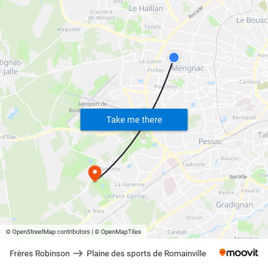 Frères Robinson to Plaine des sports de Romainville map
