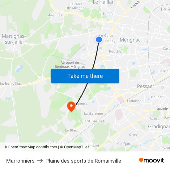 Marronniers to Plaine des sports de Romainville map