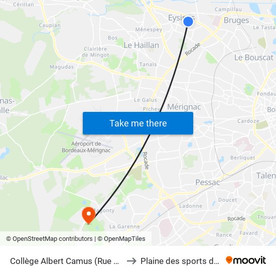 Collège Albert Camus (Rue Du Moulin À Vent) to Plaine des sports de Romainville map