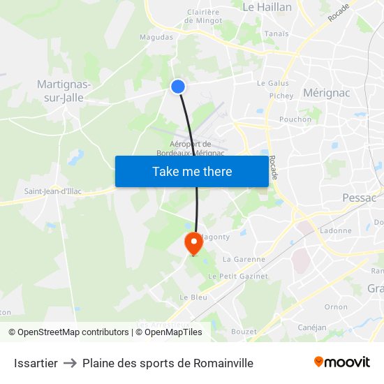 Issartier to Plaine des sports de Romainville map