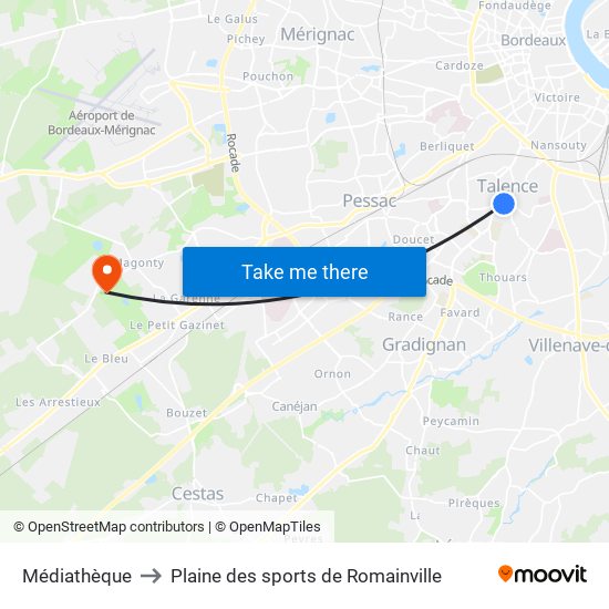 Médiathèque to Plaine des sports de Romainville map