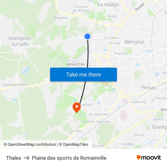 Thales to Plaine des sports de Romainville map