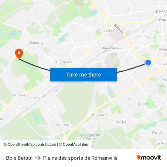 Bois Bersol to Plaine des sports de Romainville map