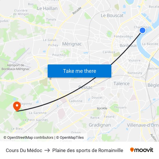 Cours Du Médoc to Plaine des sports de Romainville map