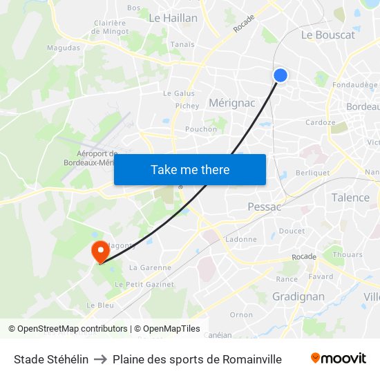 Stade Stéhélin to Plaine des sports de Romainville map