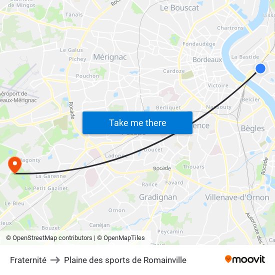 Fraternité to Plaine des sports de Romainville map