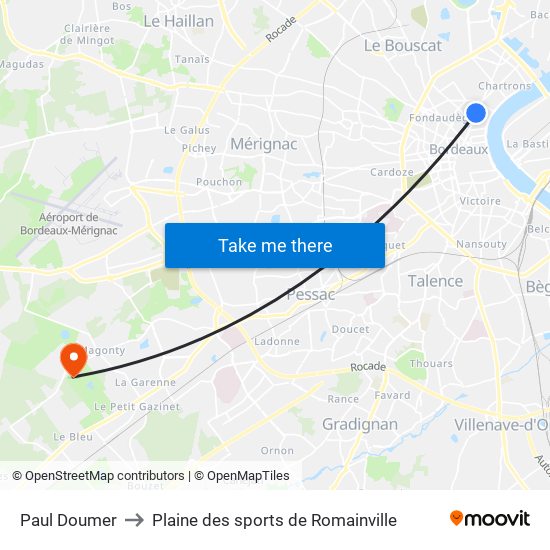 Paul Doumer to Plaine des sports de Romainville map