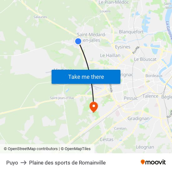 Puyo to Plaine des sports de Romainville map