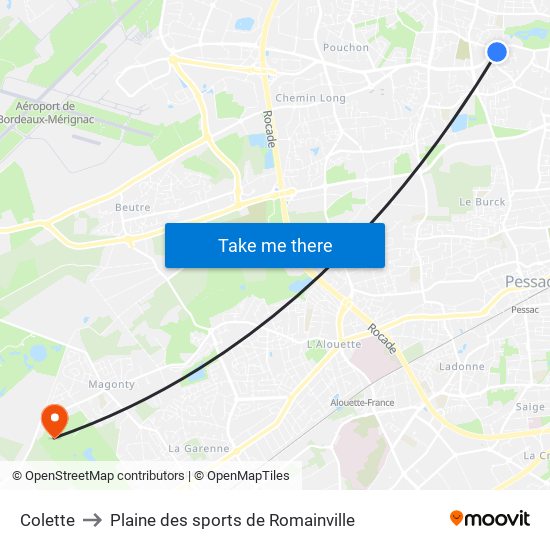 Colette to Plaine des sports de Romainville map
