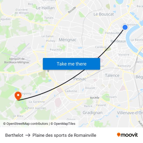 Berthelot to Plaine des sports de Romainville map