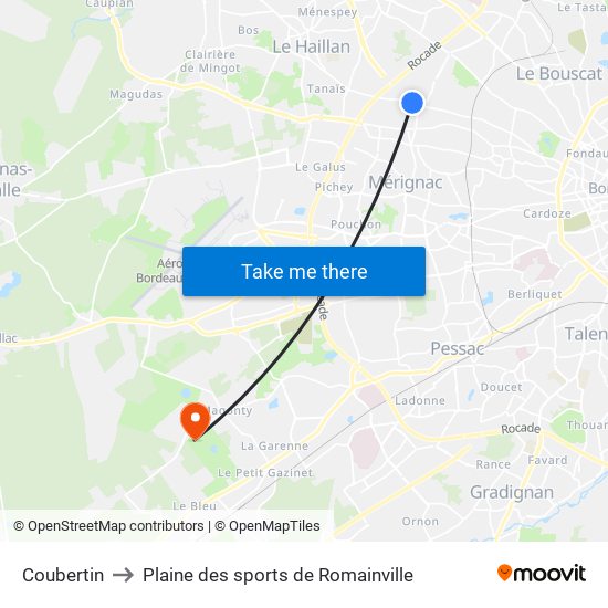 Coubertin to Plaine des sports de Romainville map