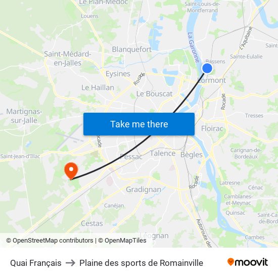 Quai Français to Plaine des sports de Romainville map