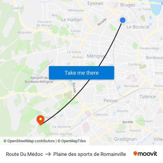 Route Du Médoc to Plaine des sports de Romainville map