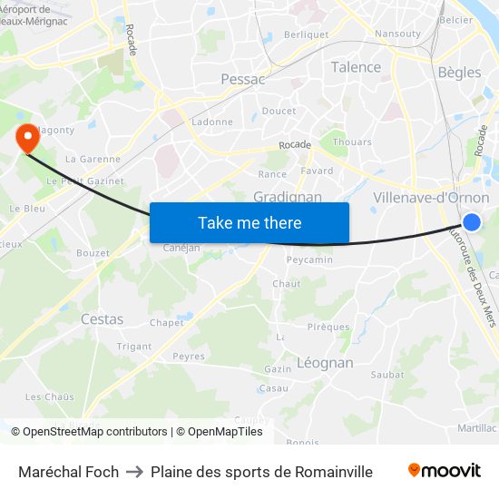 Maréchal Foch to Plaine des sports de Romainville map