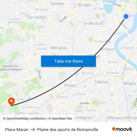 Place Maran to Plaine des sports de Romainville map