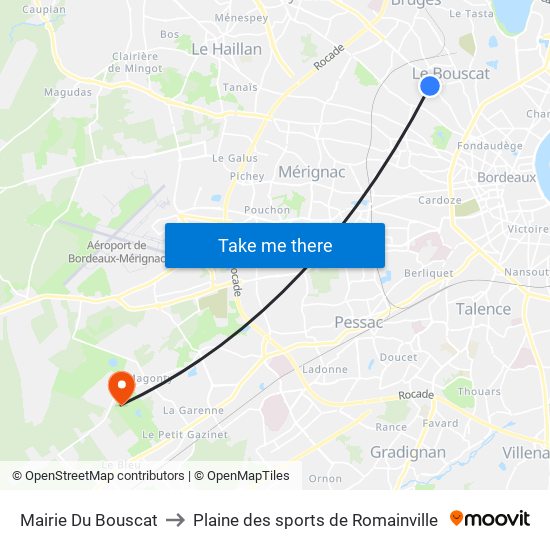 Mairie Du Bouscat to Plaine des sports de Romainville map