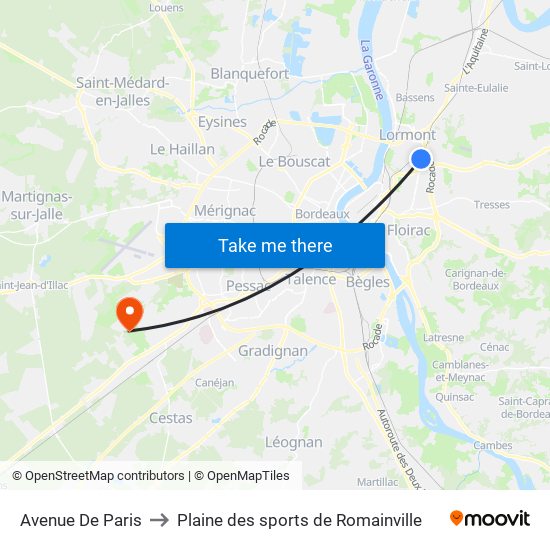 Avenue De Paris to Plaine des sports de Romainville map