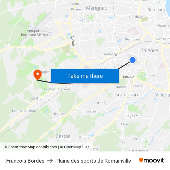 Francois Bordes to Plaine des sports de Romainville map