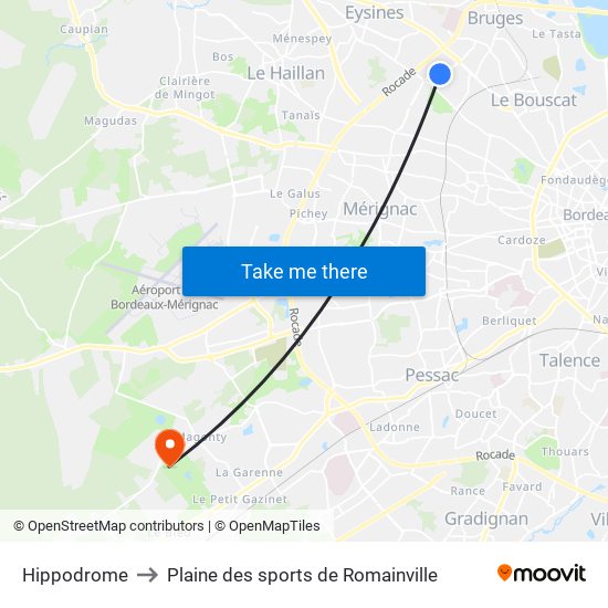 Hippodrome to Plaine des sports de Romainville map