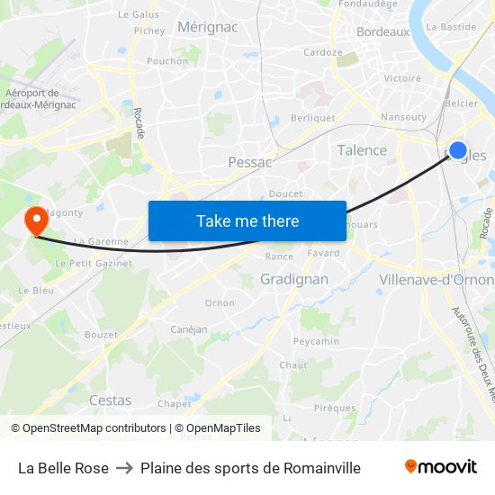 La Belle Rose to Plaine des sports de Romainville map