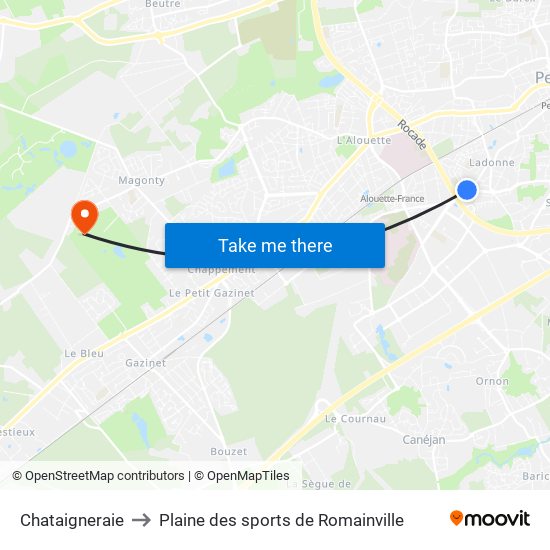 Chataigneraie to Plaine des sports de Romainville map