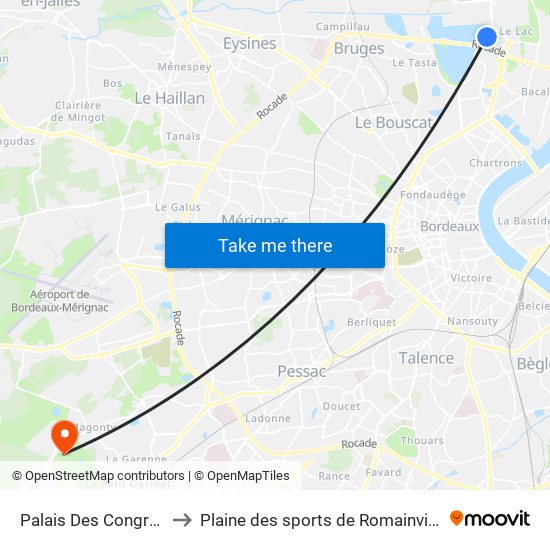 Palais Des Congrès to Plaine des sports de Romainville map