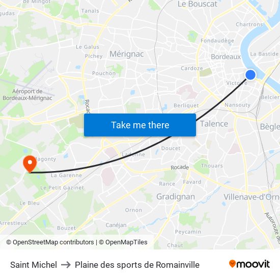 Saint Michel to Plaine des sports de Romainville map