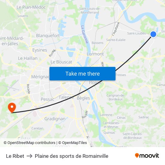 Le Ribet to Plaine des sports de Romainville map