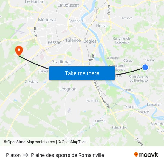 Platon to Plaine des sports de Romainville map