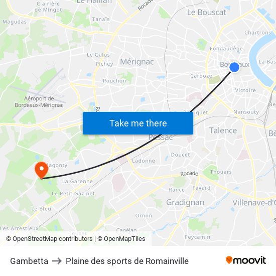 Gambetta to Plaine des sports de Romainville map