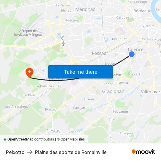 Peixotto to Plaine des sports de Romainville map