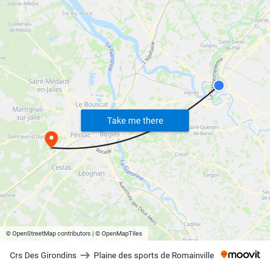 Crs Des Girondins to Plaine des sports de Romainville map