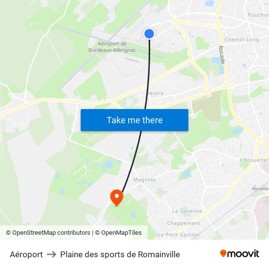 Aéroport to Plaine des sports de Romainville map