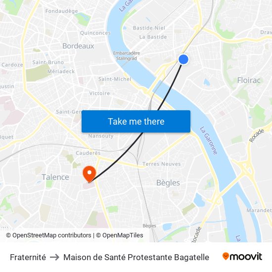 Fraternité to Maison de Santé Protestante Bagatelle map