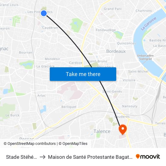Stade Stéhélin to Maison de Santé Protestante Bagatelle map