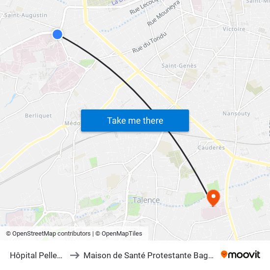 Hôpital Pellegrin to Maison de Santé Protestante Bagatelle map