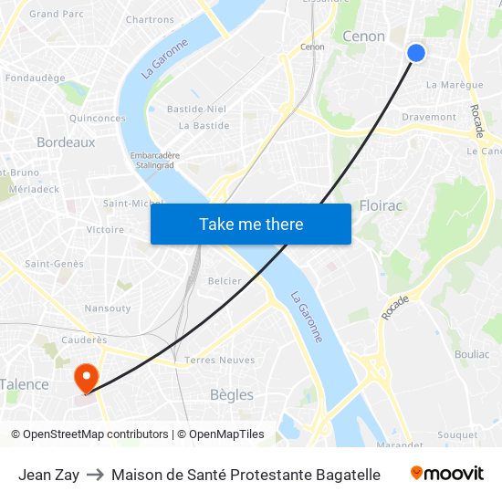 Jean Zay to Maison de Santé Protestante Bagatelle map