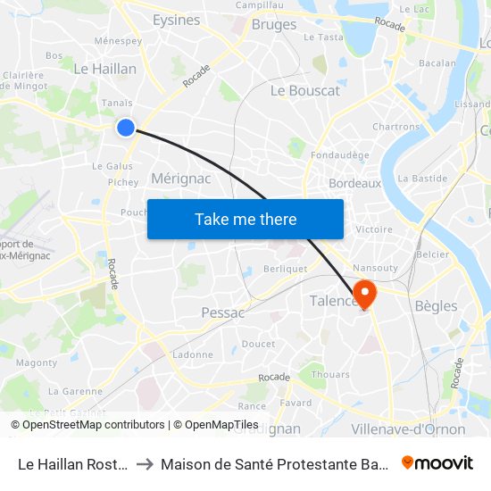 Le Haillan Rostand to Maison de Santé Protestante Bagatelle map